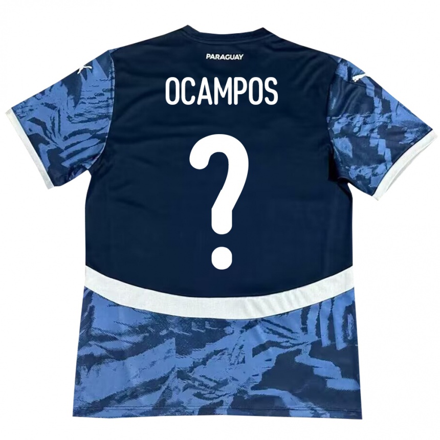 Kids Football Paraguay Santiago Ocampos #0 Blue Away Jersey 24-26 T-Shirt Uk