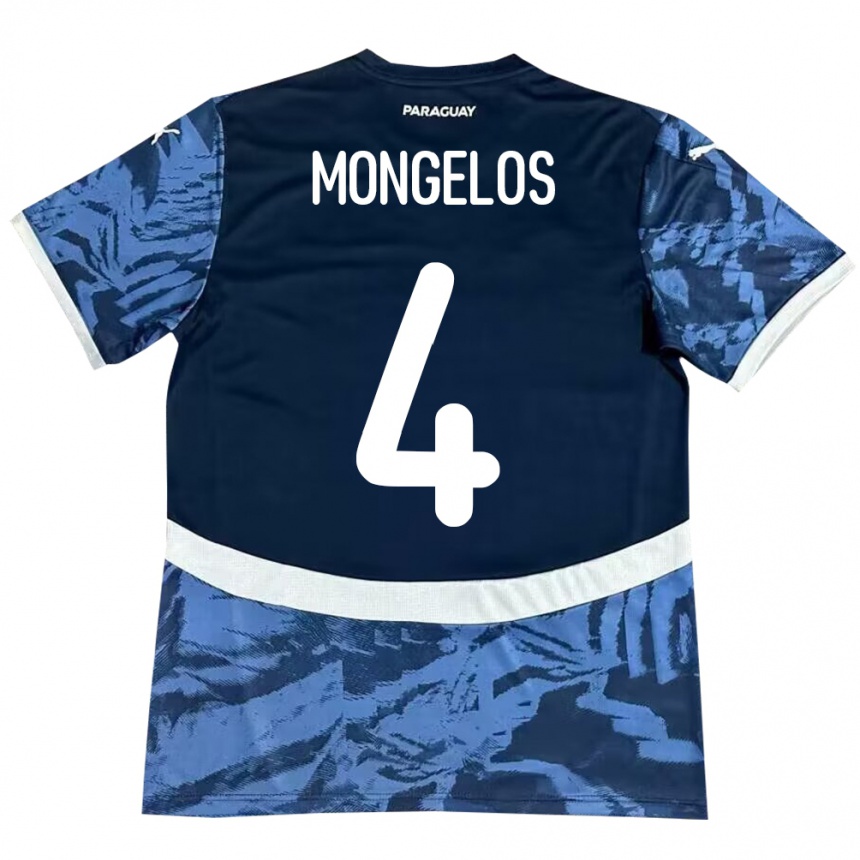 Kids Football Paraguay Rolando Mongelós #4 Blue Away Jersey 24-26 T-Shirt Uk