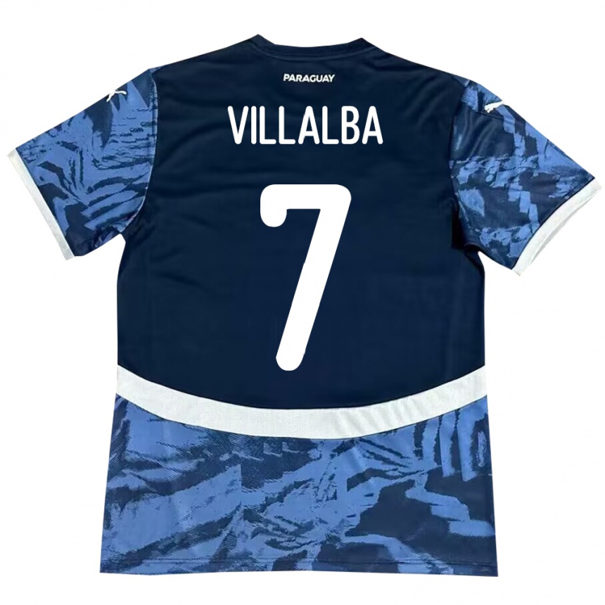 Kids Football Paraguay Rodrigo Villalba #7 Blue Away Jersey 24-26 T-Shirt Uk