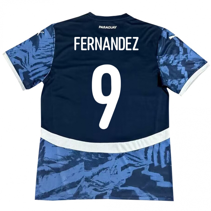 Kids Football Paraguay David Fernández #9 Blue Away Jersey 24-26 T-Shirt Uk