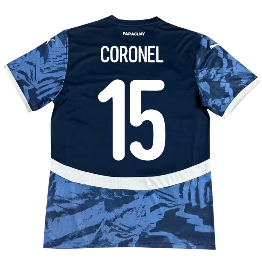 Kids Football Paraguay Éver Coronel #15 Blue Away Jersey 24-26 T-Shirt Uk