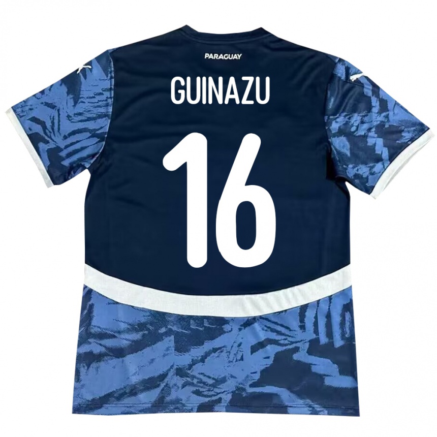 Kids Football Paraguay Lucas Guiñazú #16 Blue Away Jersey 24-26 T-Shirt Uk