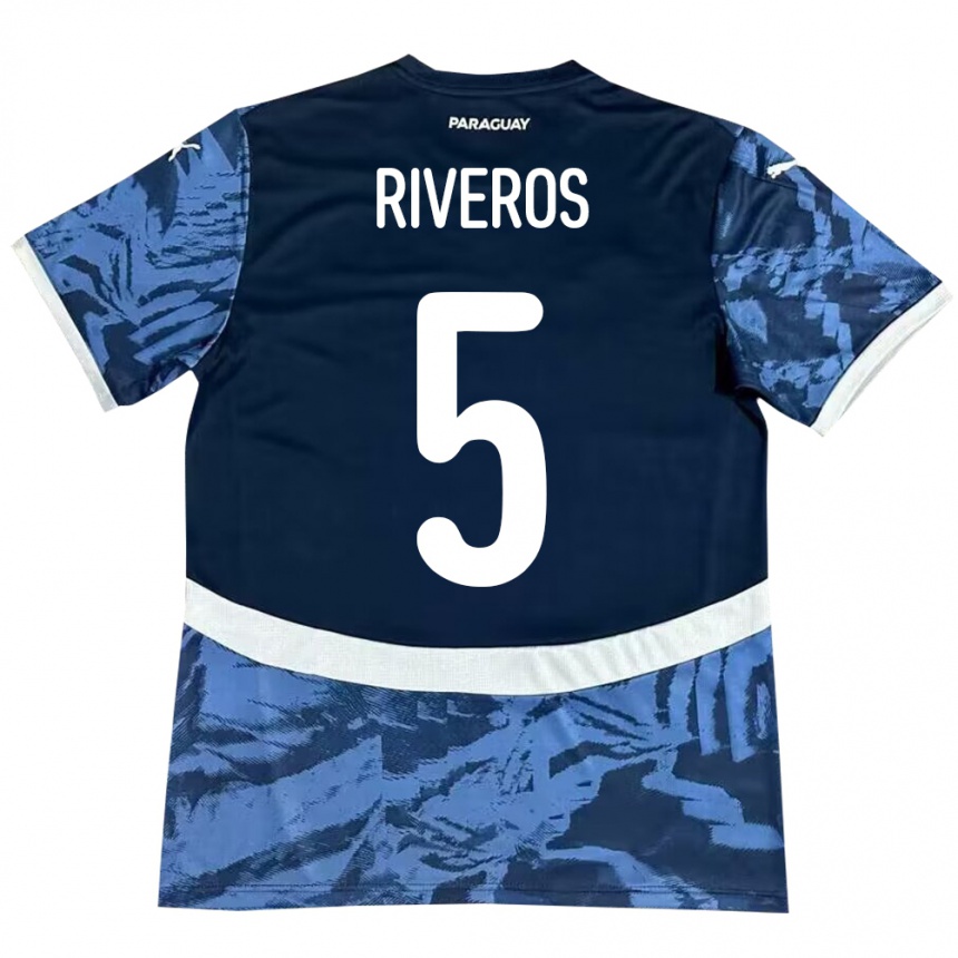 Kids Football Paraguay Verónica Riveros #5 Blue Away Jersey 24-26 T-Shirt Uk