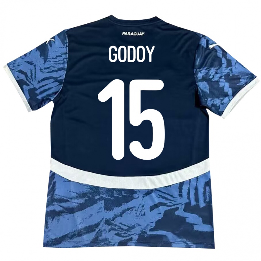 Kids Football Paraguay Fanny Godoy #15 Blue Away Jersey 24-26 T-Shirt Uk