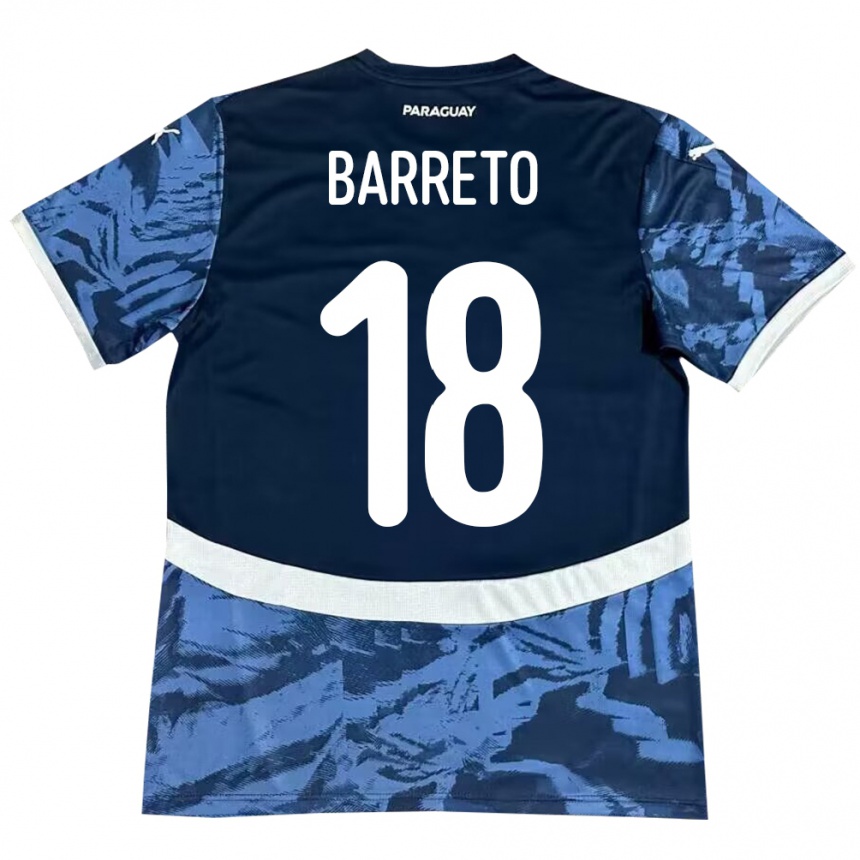 Kids Football Paraguay Liz Barreto #18 Blue Away Jersey 24-26 T-Shirt Uk