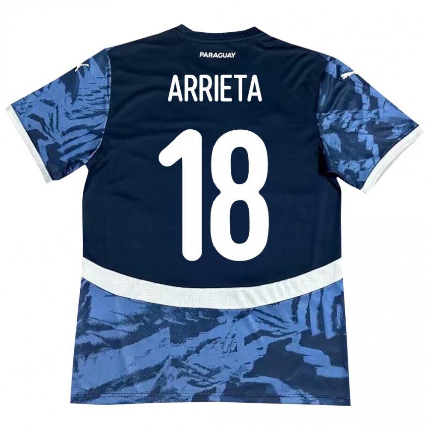 Kids Football Paraguay Camila Arrieta #18 Blue Away Jersey 24-26 T-Shirt Uk