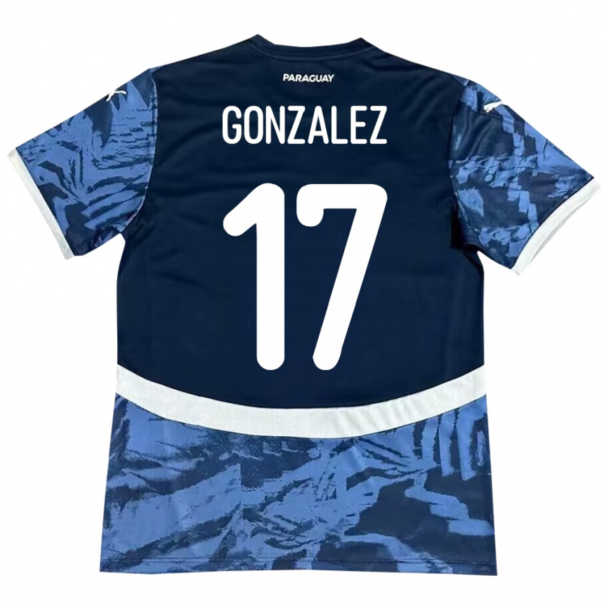 Kids Football Paraguay Lourdes González #17 Blue Away Jersey 24-26 T-Shirt Uk