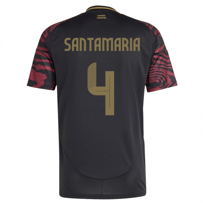 Kids Football Peru Anderson Santamaría #4 Black Away Jersey 24-26 T-Shirt Uk