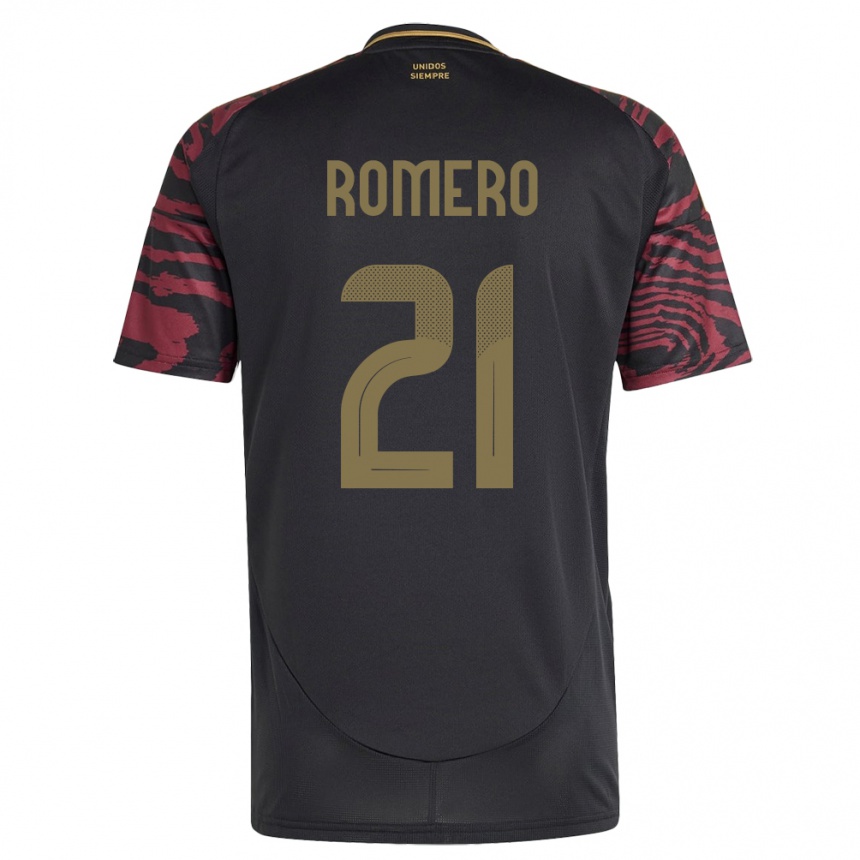 Kids Football Peru Diego Romero #21 Black Away Jersey 24-26 T-Shirt Uk