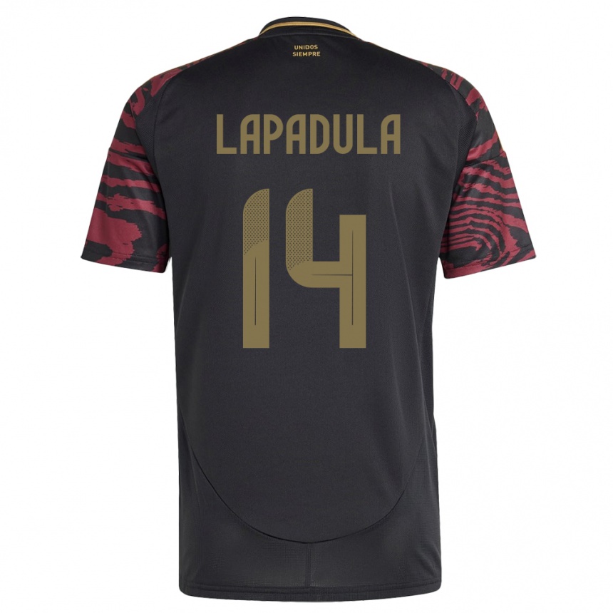 Kids Football Peru Gianluca Lapadula #14 Black Away Jersey 24-26 T-Shirt Uk