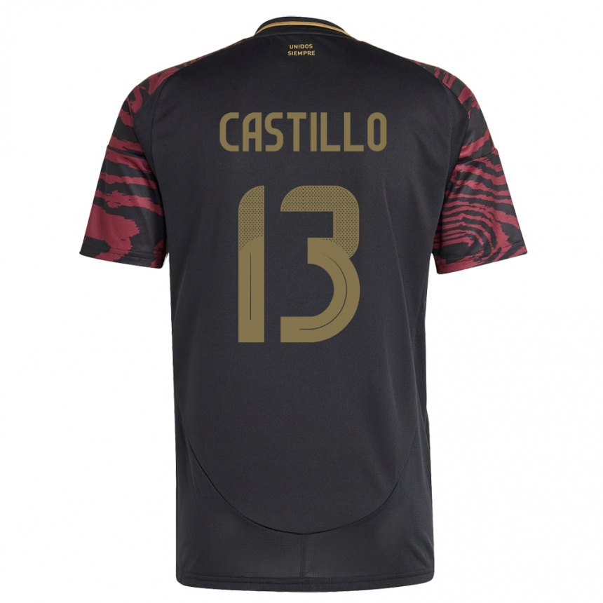 Kids Football Peru Jesús Castillo #13 Black Away Jersey 24-26 T-Shirt Uk