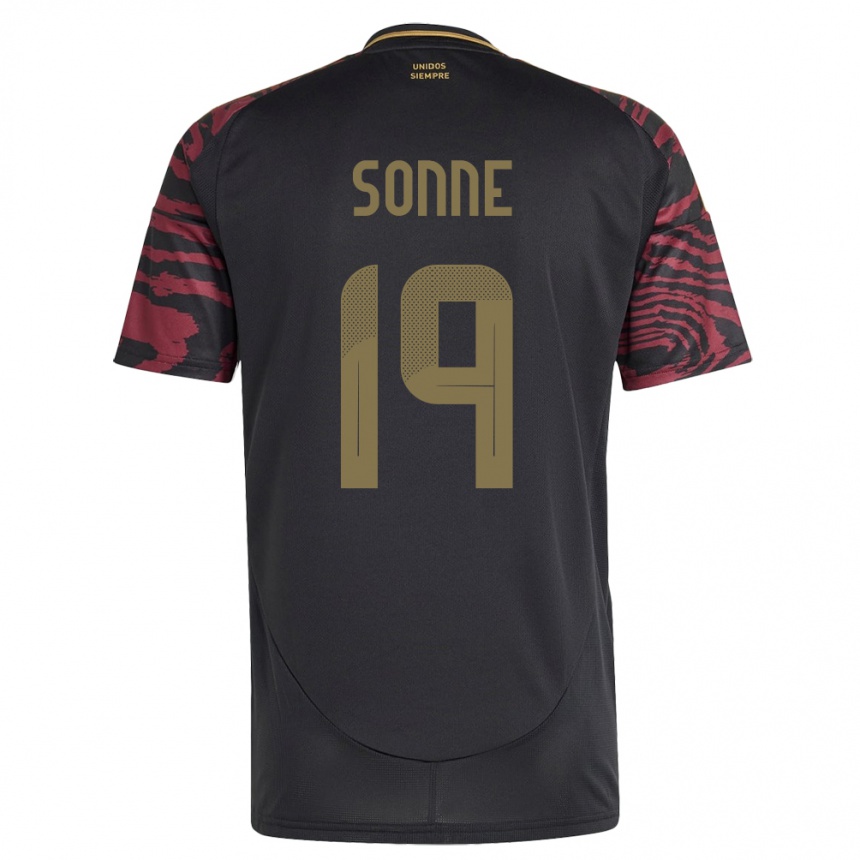 Kids Football Peru Oliver Sonne #19 Black Away Jersey 24-26 T-Shirt Uk