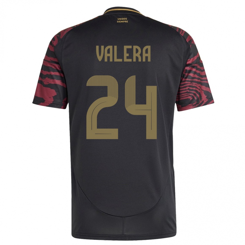 Kids Football Peru Álex Valera #24 Black Away Jersey 24-26 T-Shirt Uk