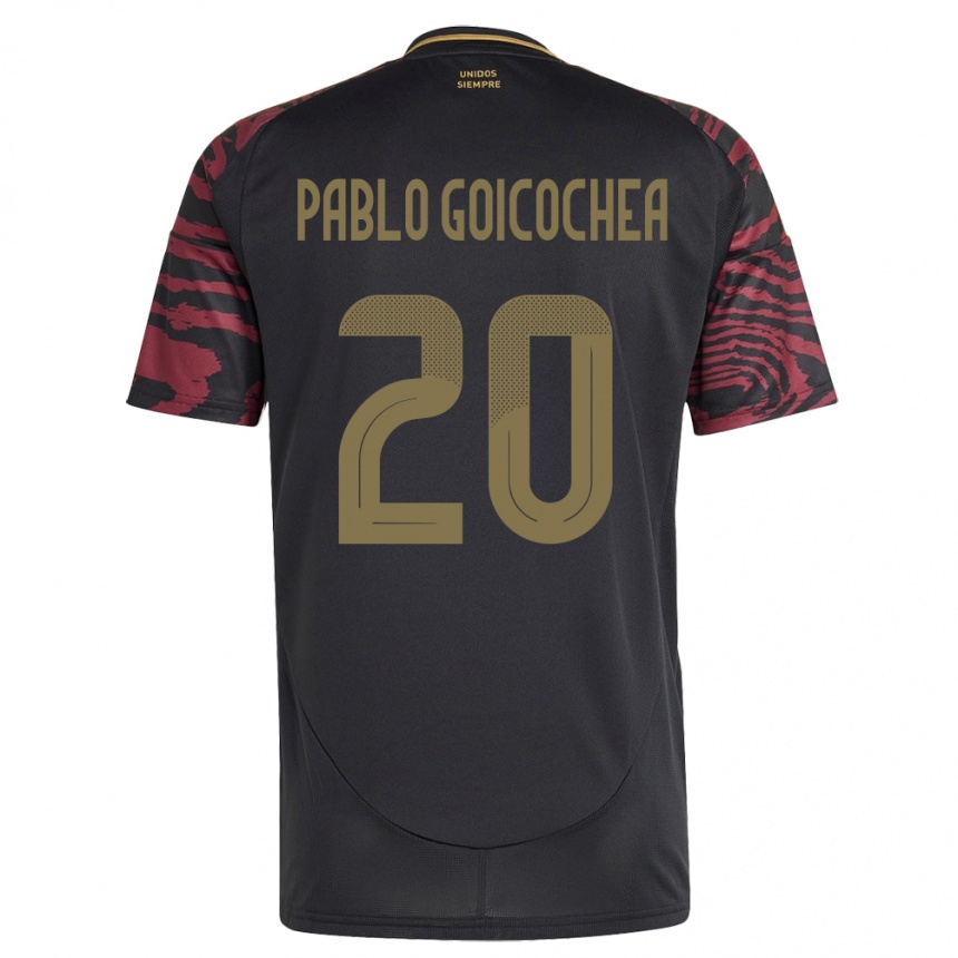 Kids Football Peru Juan Pablo Goicochea #20 Black Away Jersey 24-26 T-Shirt Uk