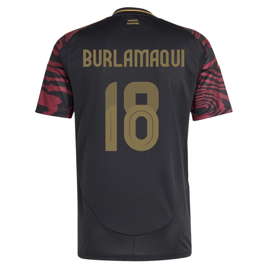 Kids Football Peru Alessandro Burlamaqui #18 Black Away Jersey 24-26 T-Shirt Uk