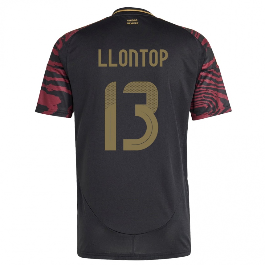 Kids Football Peru Mathías Llontop #13 Black Away Jersey 24-26 T-Shirt Uk