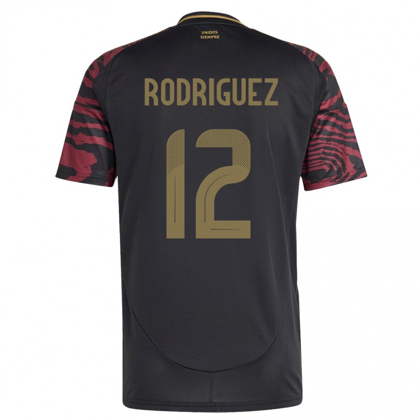 Kids Football Peru Jhefferson Rodríguez #12 Black Away Jersey 24-26 T-Shirt Uk