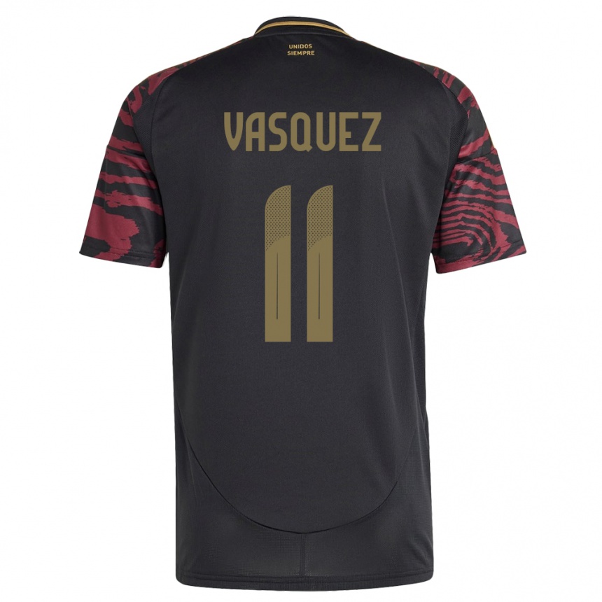 Kids Football Peru Diether Vásquez #11 Black Away Jersey 24-26 T-Shirt Uk