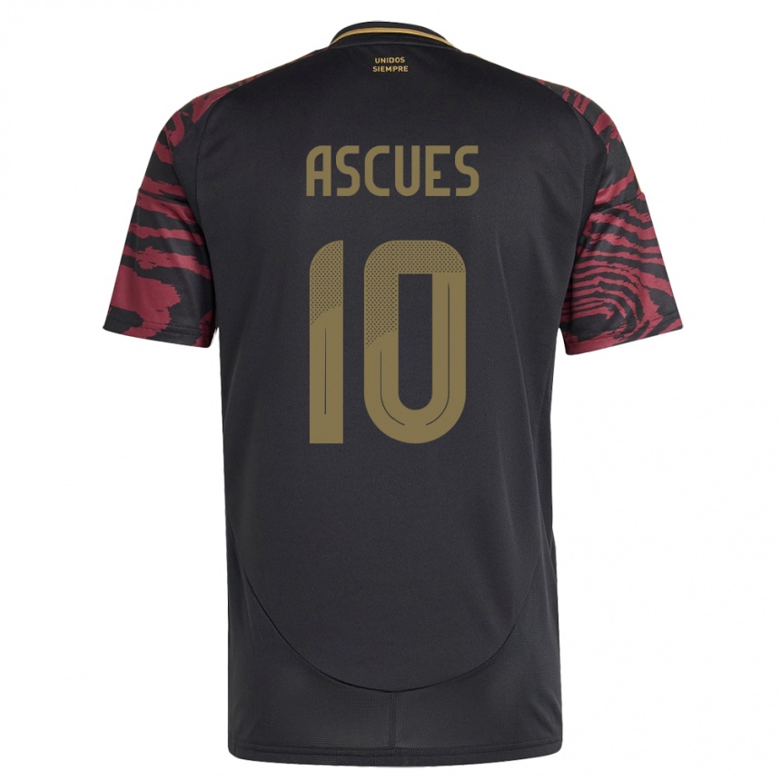 Kids Football Peru Adrián Ascues #10 Black Away Jersey 24-26 T-Shirt Uk