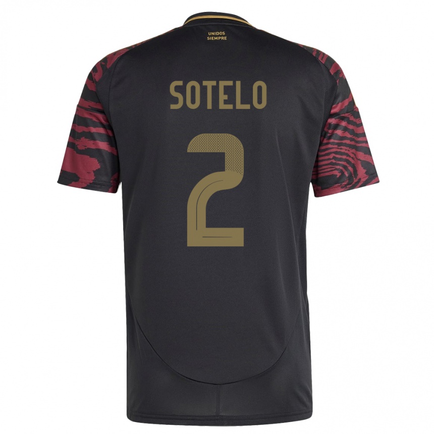 Kids Football Peru Ghian Sotelo #2 Black Away Jersey 24-26 T-Shirt Uk