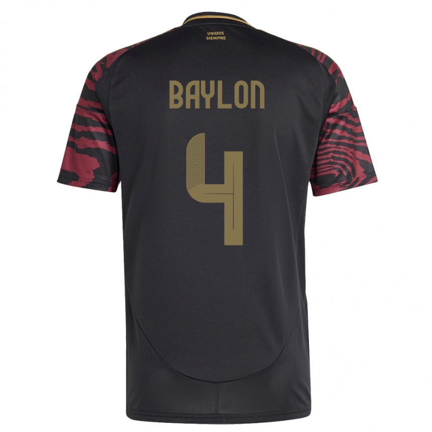 Kids Football Peru Luis Baylón #4 Black Away Jersey 24-26 T-Shirt Uk