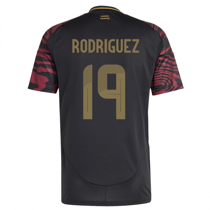 Kids Football Peru Mateo Rodríguez #19 Black Away Jersey 24-26 T-Shirt Uk