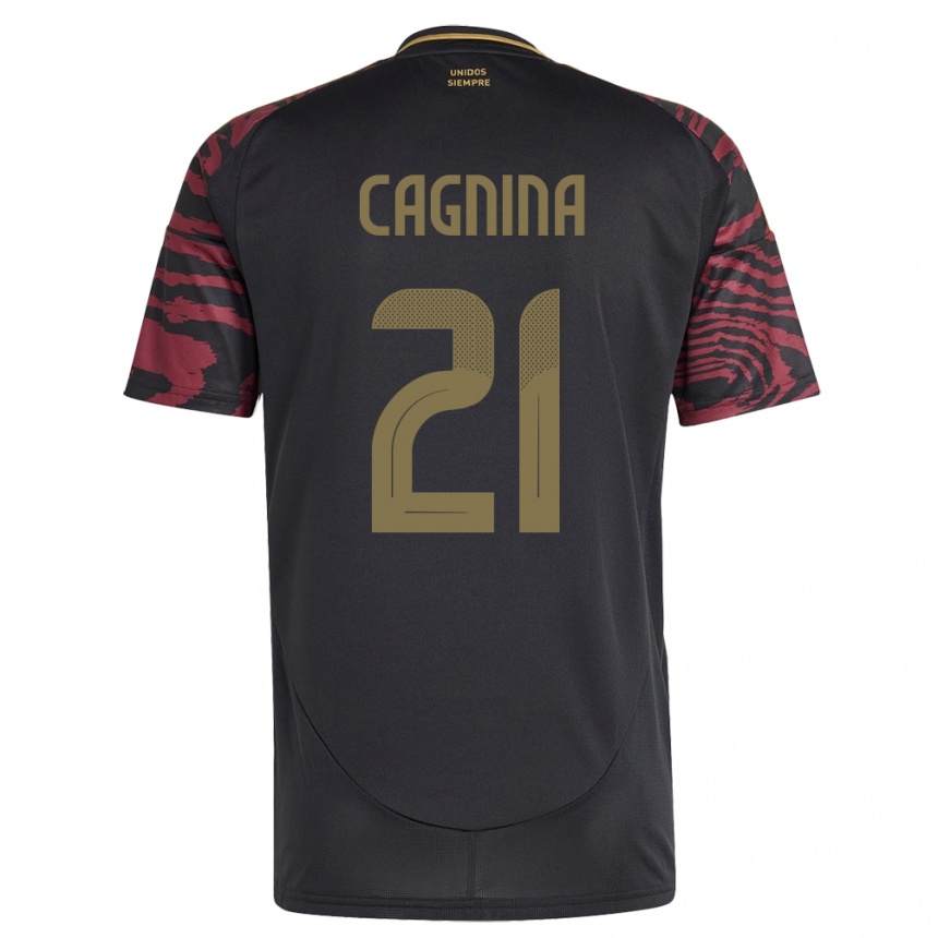 Kids Football Peru Grace Cagnina #21 Black Away Jersey 24-26 T-Shirt Uk