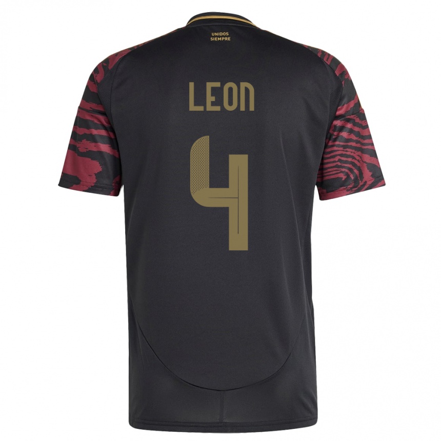 Kids Football Peru Mía León #4 Black Away Jersey 24-26 T-Shirt Uk