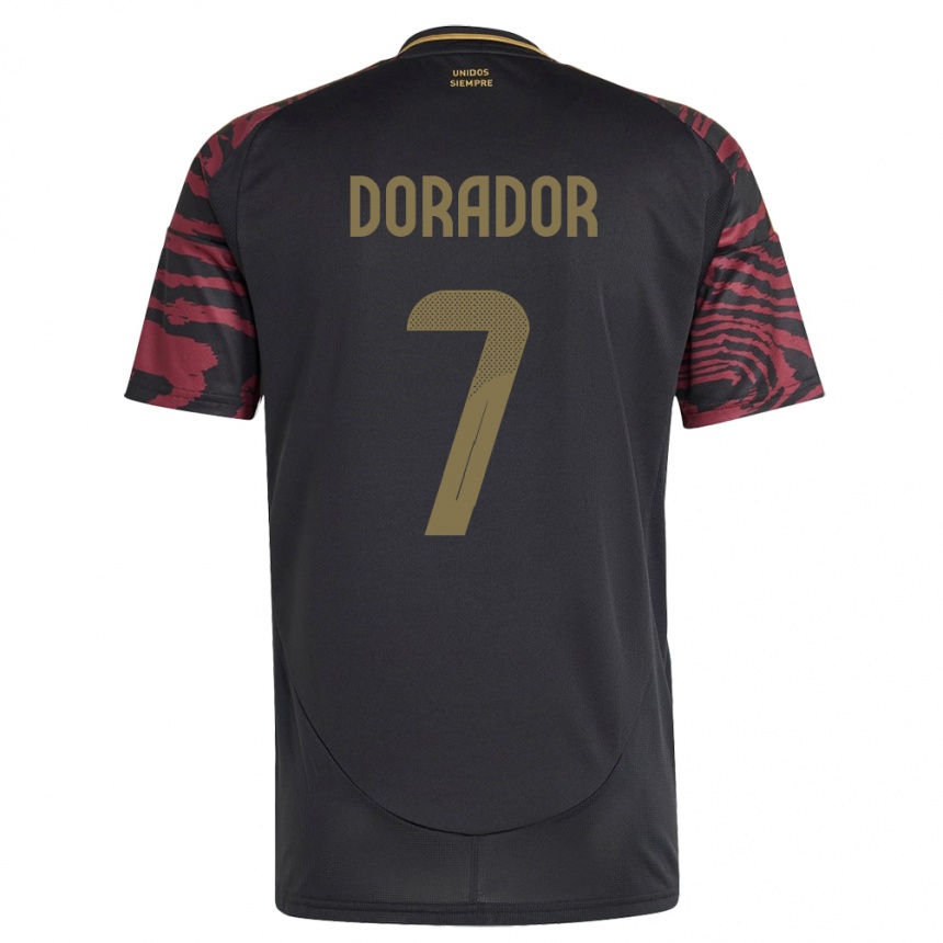 Kids Football Peru Sandy Dorador #7 Black Away Jersey 24-26 T-Shirt Uk