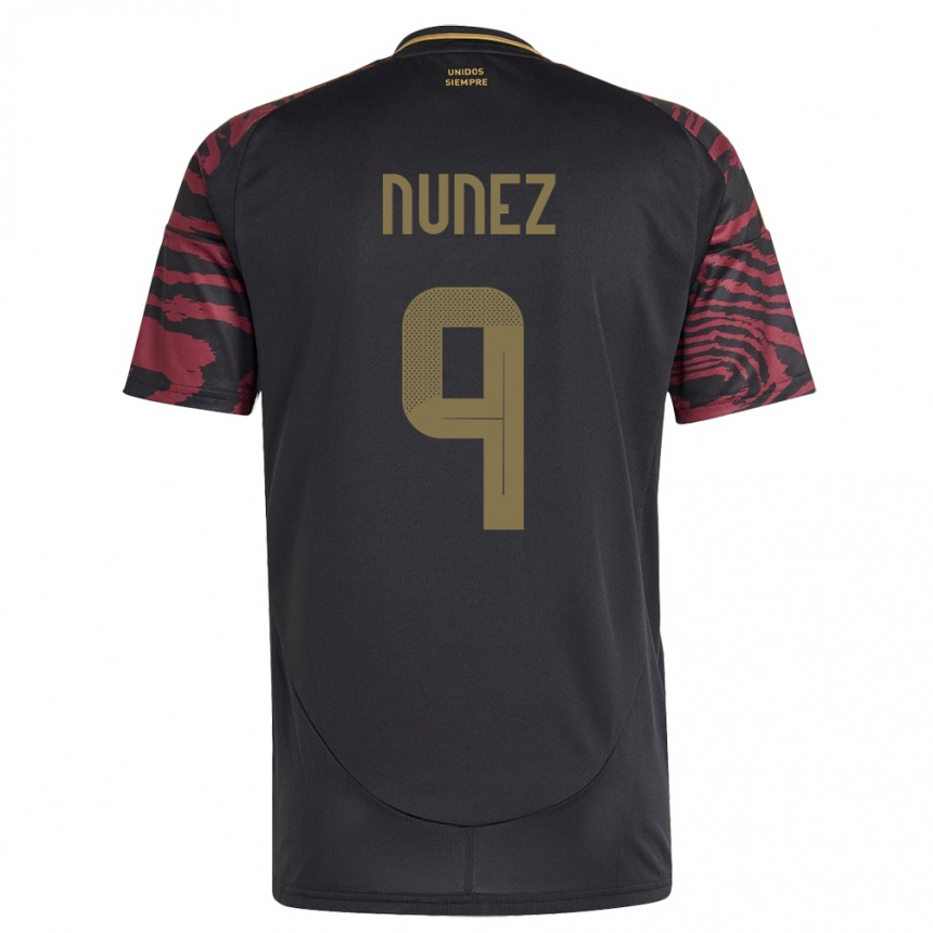 Kids Football Peru Pierina Núñez #9 Black Away Jersey 24-26 T-Shirt Uk