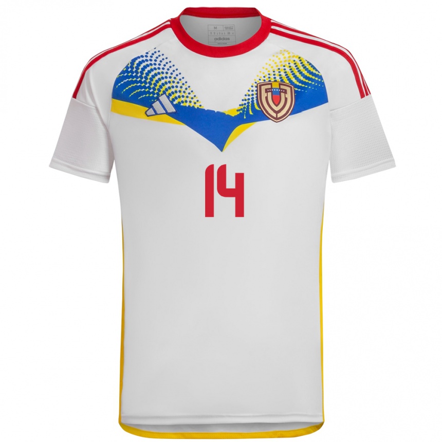 Kids Football Venezuela Fabiola Solórzano #14 White Away Jersey 24-26 T-Shirt Uk