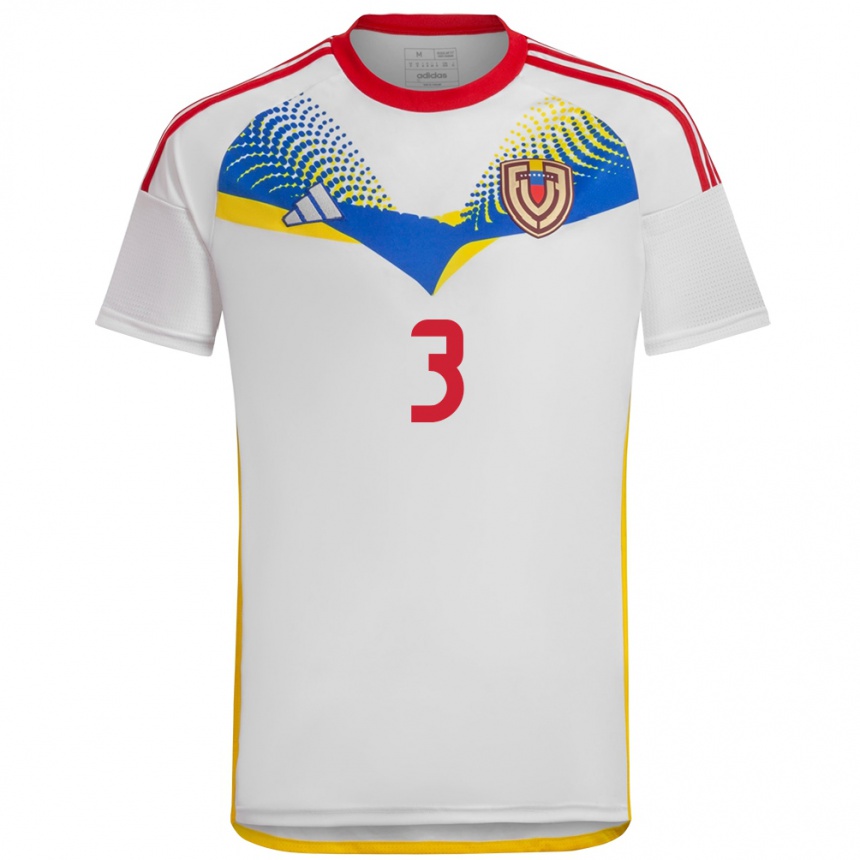 Kids Football Venezuela Nairelis Gutiérrez #3 White Away Jersey 24-26 T-Shirt Uk