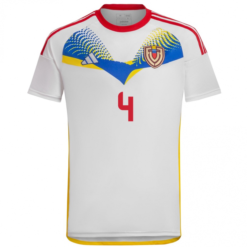 Kids Football Venezuela Jon Aramburu #4 White Away Jersey 24-26 T-Shirt Uk