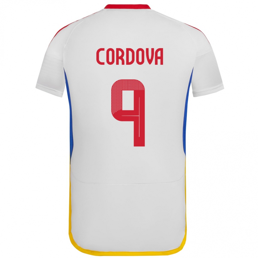 Kids Football Venezuela Sergio Córdova #9 White Away Jersey 24-26 T-Shirt Uk