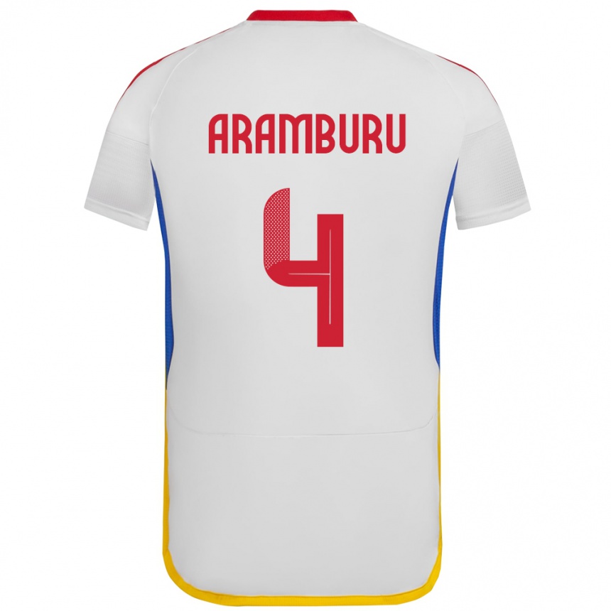 Kids Football Venezuela Jon Aramburu #4 White Away Jersey 24-26 T-Shirt Uk