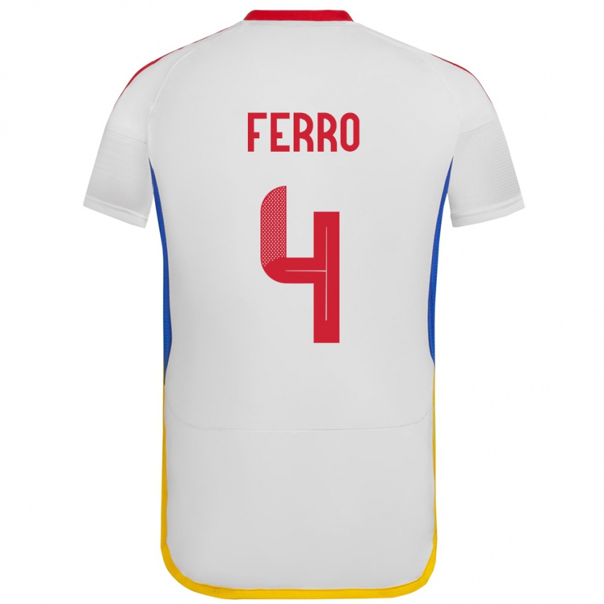 Kids Football Venezuela Andrés Ferro #4 White Away Jersey 24-26 T-Shirt Uk