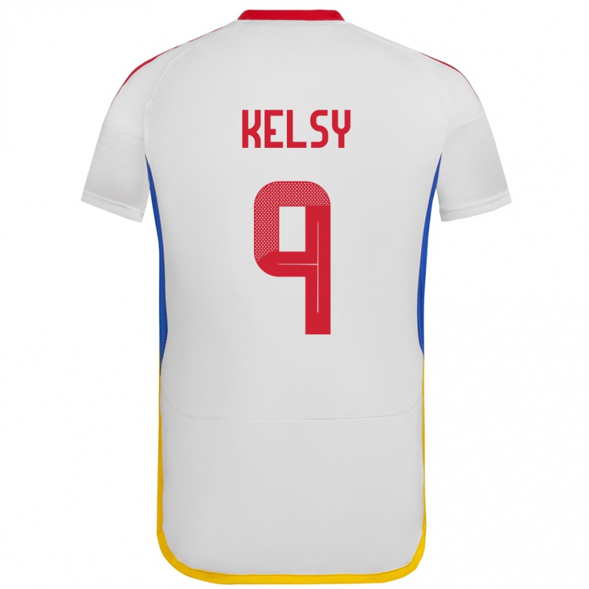 Kids Football Venezuela Kevin Kelsy #9 White Away Jersey 24-26 T-Shirt Uk