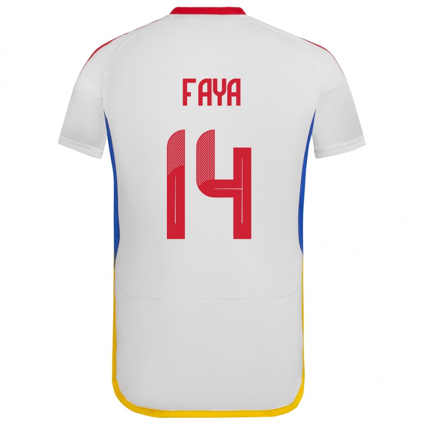 Kids Football Venezuela Carlos Faya #14 White Away Jersey 24-26 T-Shirt Uk