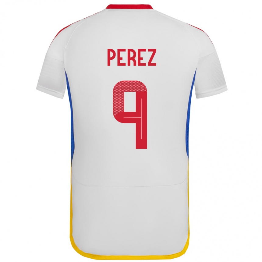 Kids Football Venezuela Daniel Pérez #9 White Away Jersey 24-26 T-Shirt Uk