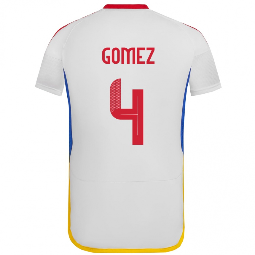 Kids Football Venezuela Santiago Gómez #4 White Away Jersey 24-26 T-Shirt Uk