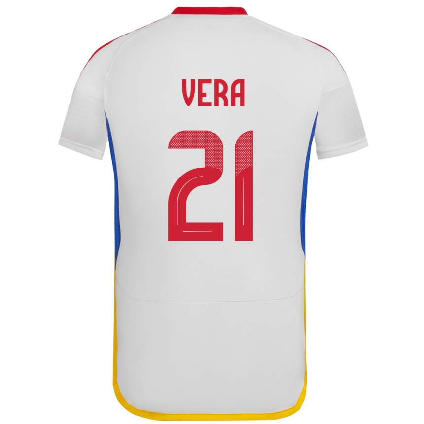 Kids Football Venezuela Andry Vera #21 White Away Jersey 24-26 T-Shirt Uk