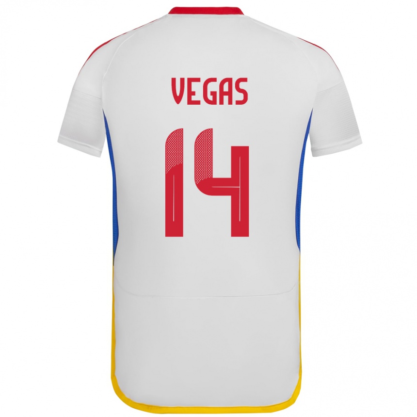 Kids Football Venezuela Miguel Vegas #14 White Away Jersey 24-26 T-Shirt Uk