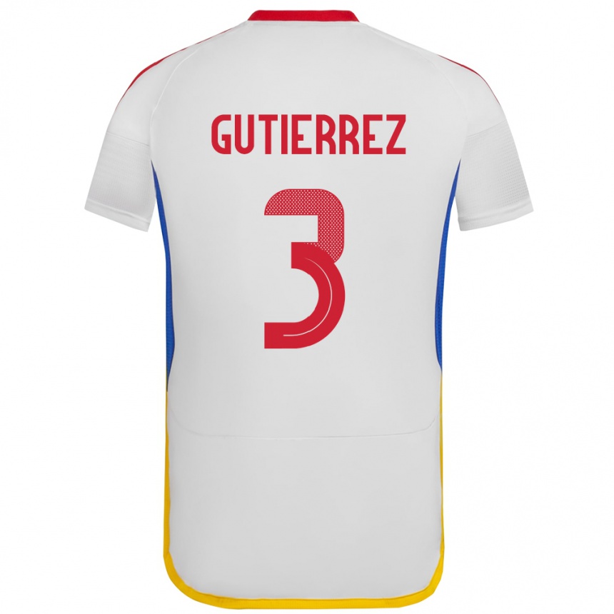 Kids Football Venezuela Nairelis Gutiérrez #3 White Away Jersey 24-26 T-Shirt Uk