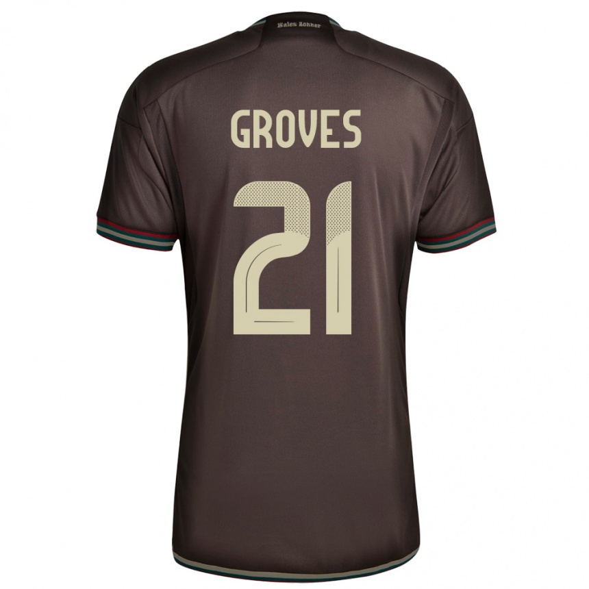 Kids Football Jamaica Isreala Groves #21 Night Brown Away Jersey 24-26 T-Shirt Uk