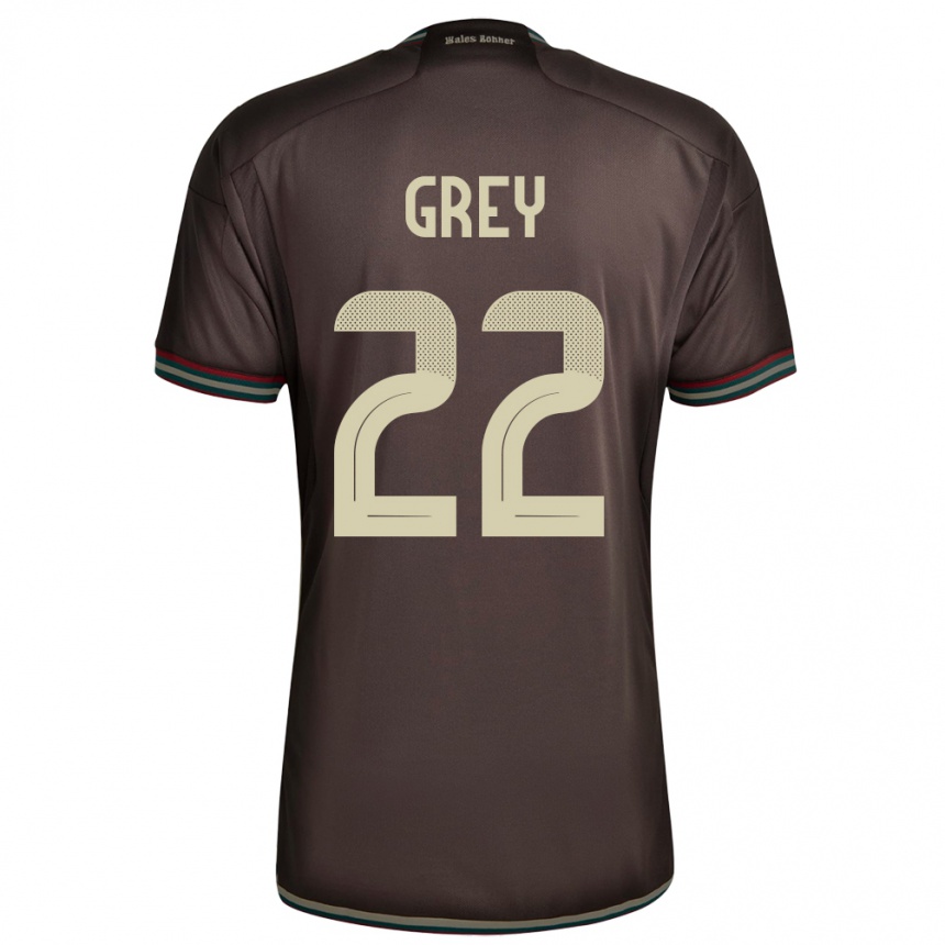 Kids Football Jamaica Mireya Grey #22 Night Brown Away Jersey 24-26 T-Shirt Uk