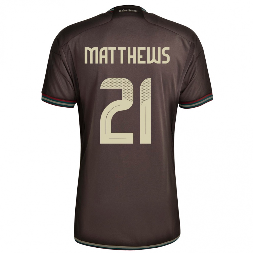 Kids Football Jamaica Cheyna Matthews #21 Night Brown Away Jersey 24-26 T-Shirt Uk