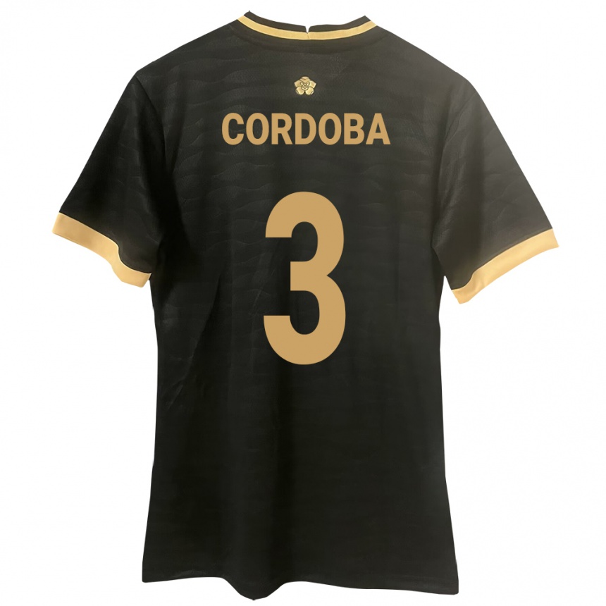 Kids Football Panama José Córdoba #3 Black Away Jersey 24-26 T-Shirt Uk