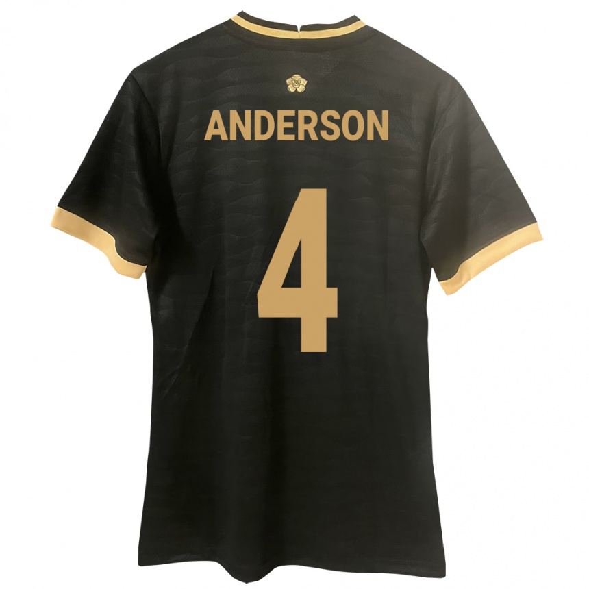 Kids Football Panama Eduardo Anderson #4 Black Away Jersey 24-26 T-Shirt Uk