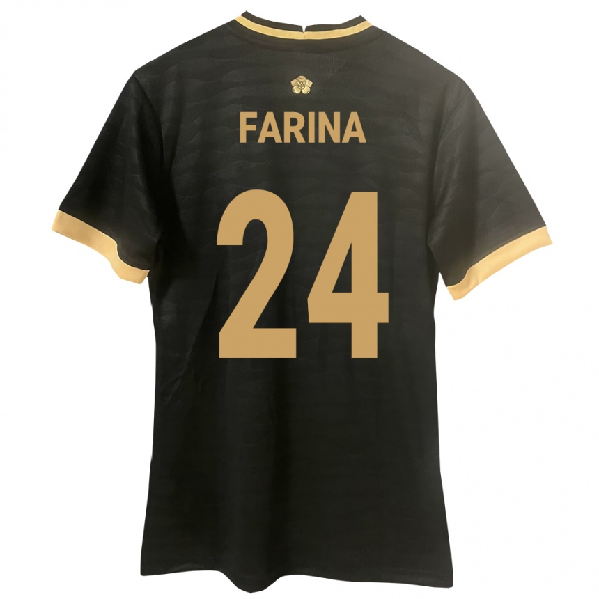 Kids Football Panama Edgardo Fariña #24 Black Away Jersey 24-26 T-Shirt Uk