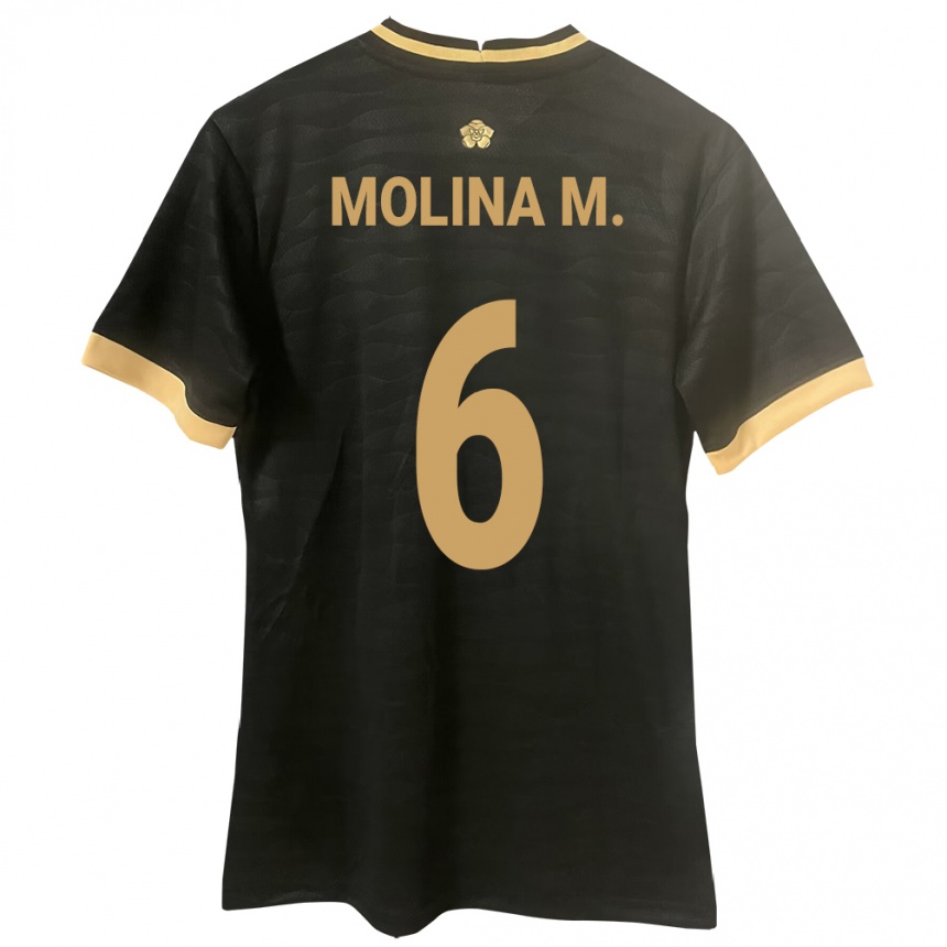 Kids Football Panama Mariana Molina #6 Black Away Jersey 24-26 T-Shirt Uk